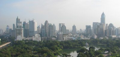 Bangkok - the skyline over Lumphini Park